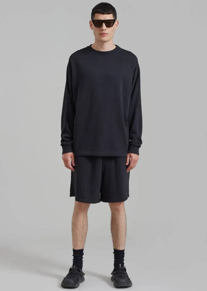 MenWomen The Frankie Shop Loungewear Newton Long Sleeves Sweat Tee Black