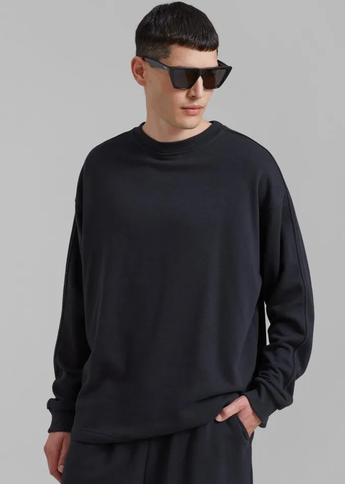 MenWomen The Frankie Shop Loungewear Newton Long Sleeves Sweat Tee Black