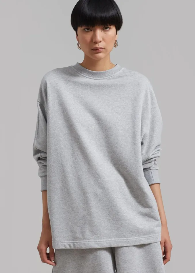 MenWomen The Frankie Shop Loungewear Newton Long Sleeves Sweat Tee Grey