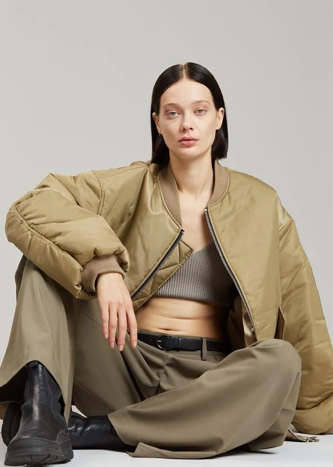 MenWomen The Frankie Shop Outerwear Astra Bomber Jacket Olive