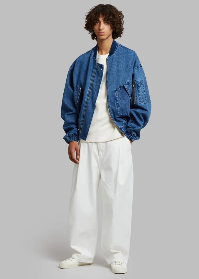 MenWomen The Frankie Shop Outerwear Cade Denim Bomber Medium Wash