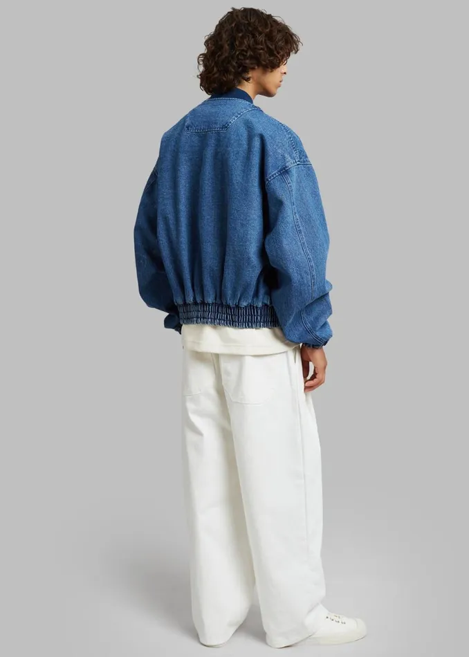 MenWomen The Frankie Shop Outerwear Cade Denim Bomber Medium Wash
