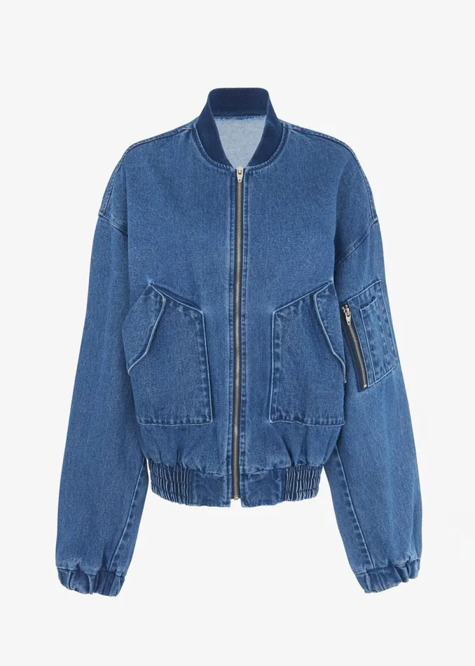 MenWomen The Frankie Shop Outerwear Cade Denim Bomber Medium Wash