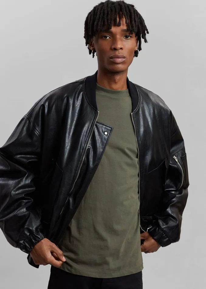 MenWomen The Frankie Shop Outerwear Hane Faux Leather Bomber Black
