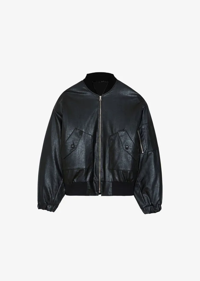 MenWomen The Frankie Shop Outerwear Hane Faux Leather Bomber Black
