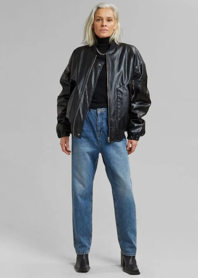 MenWomen The Frankie Shop Outerwear Hane Faux Leather Bomber Black