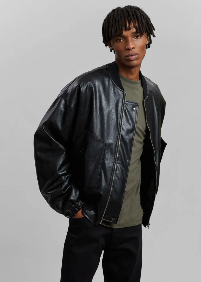 MenWomen The Frankie Shop Outerwear Hane Faux Leather Bomber Black