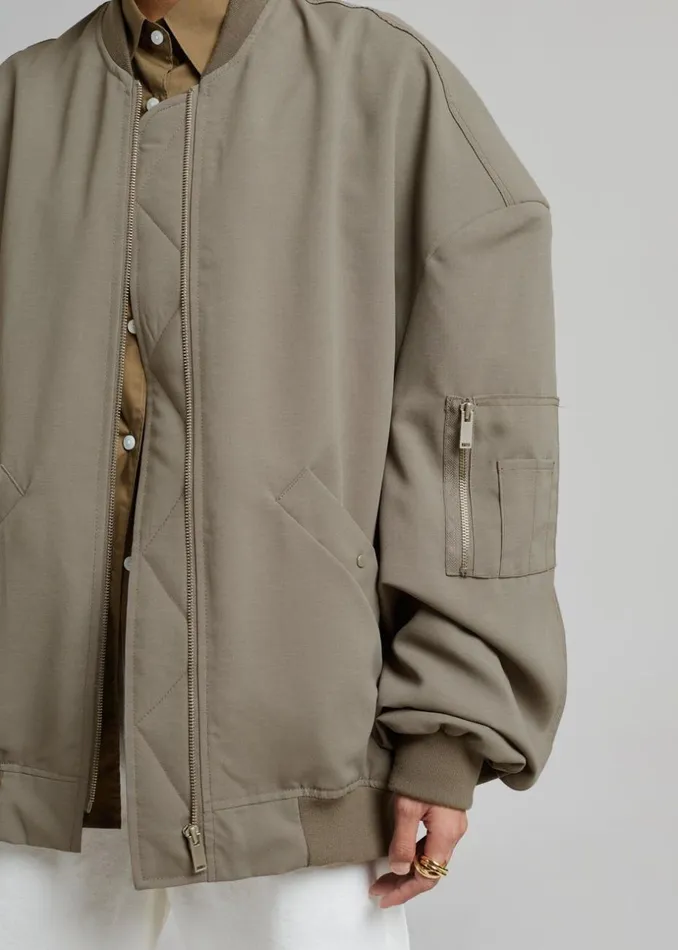 MenWomen The Frankie Shop Outerwear Lumi Bomber Jacket Dark Olive