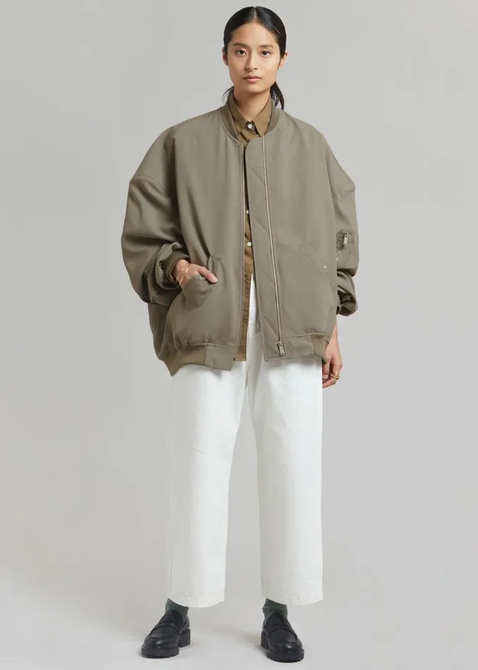 MenWomen The Frankie Shop Outerwear Lumi Bomber Jacket Dark Olive