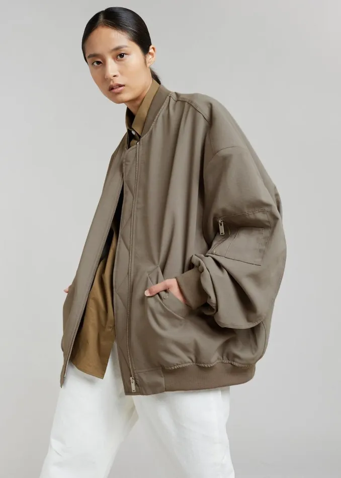 MenWomen The Frankie Shop Outerwear Lumi Bomber Jacket Dark Olive