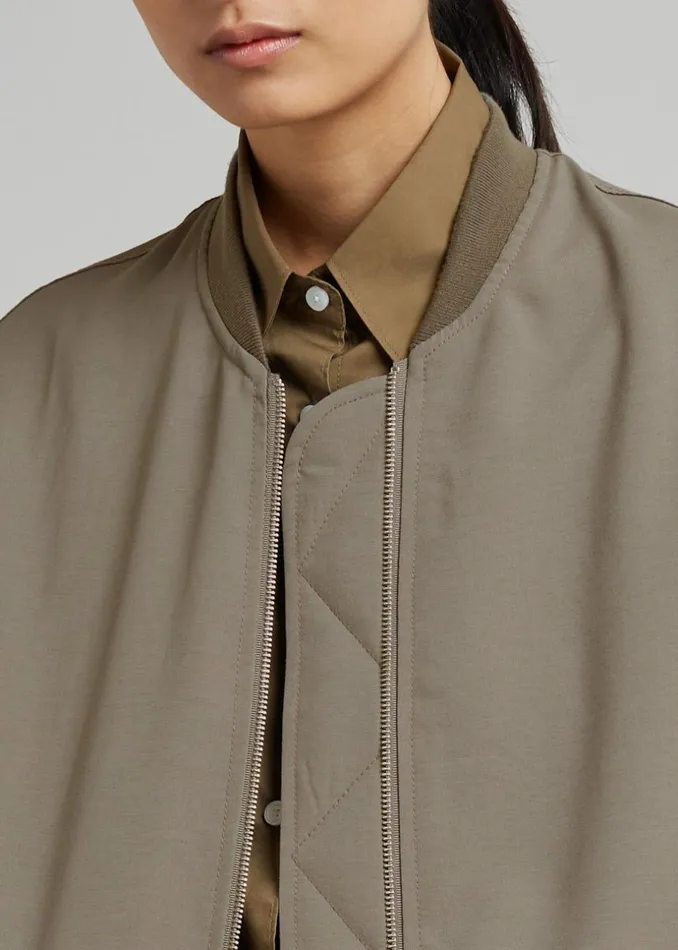 MenWomen The Frankie Shop Outerwear Lumi Bomber Jacket Dark Olive