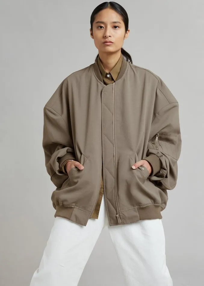 MenWomen The Frankie Shop Outerwear Lumi Bomber Jacket Dark Olive