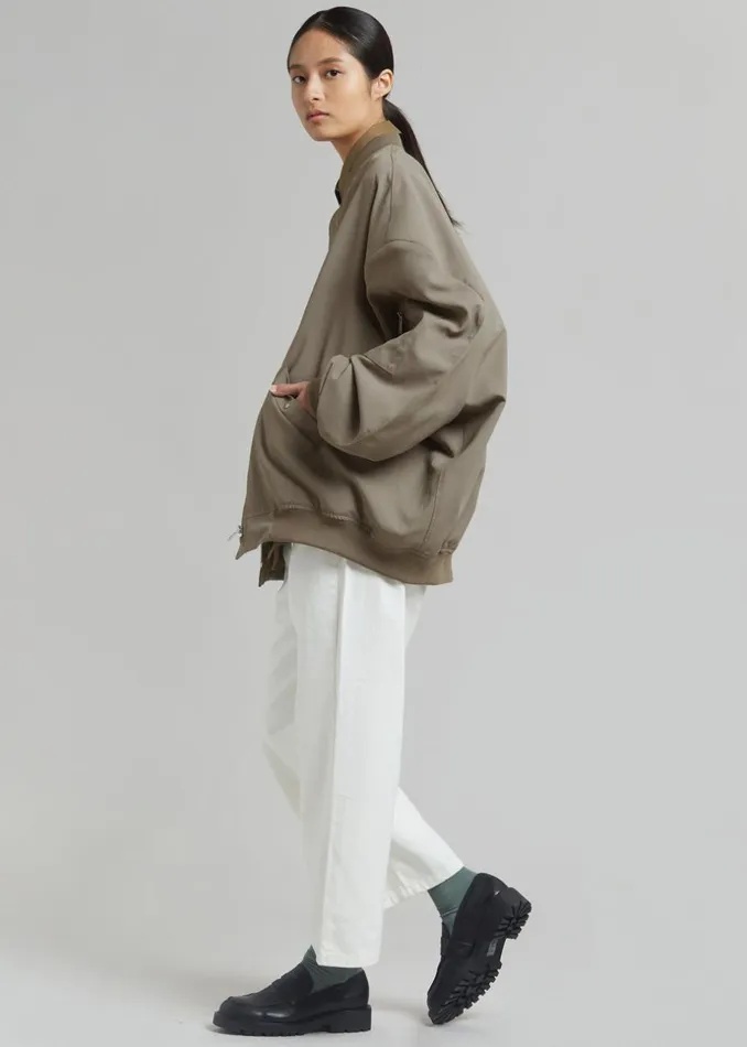 MenWomen The Frankie Shop Outerwear Lumi Bomber Jacket Dark Olive