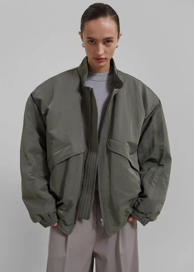 MenWomen The Frankie Shop Outerwear Seth Oversized Jacket Khaki