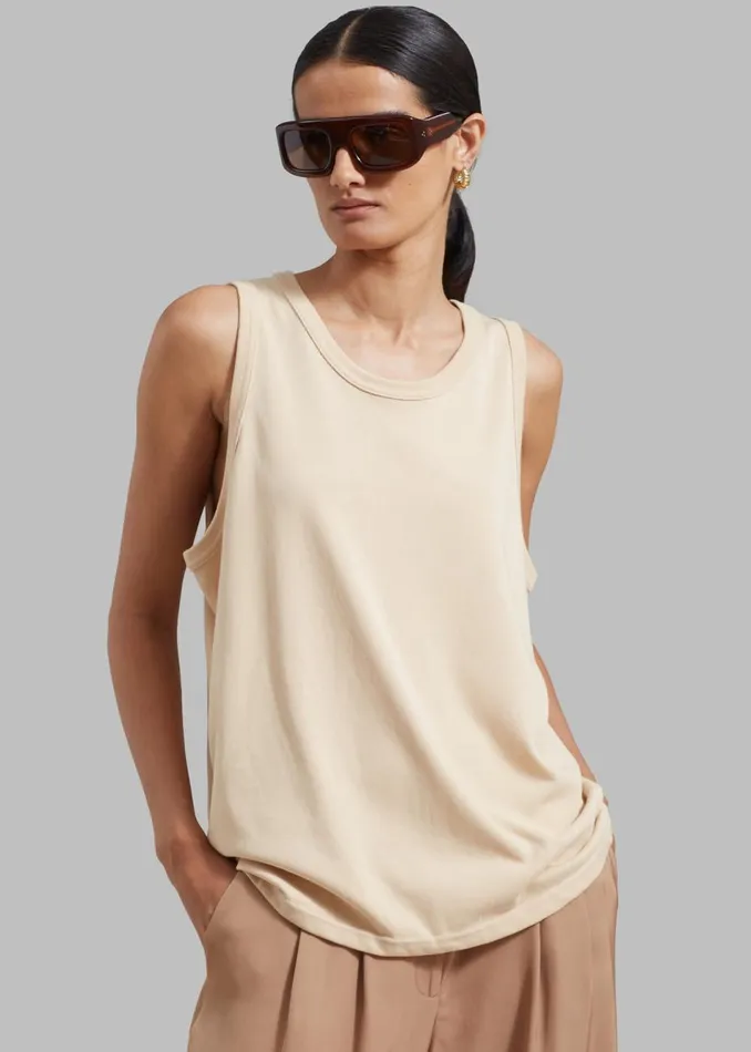 MenWomen The Frankie Shop Tops Briston Boxy Tank Beige