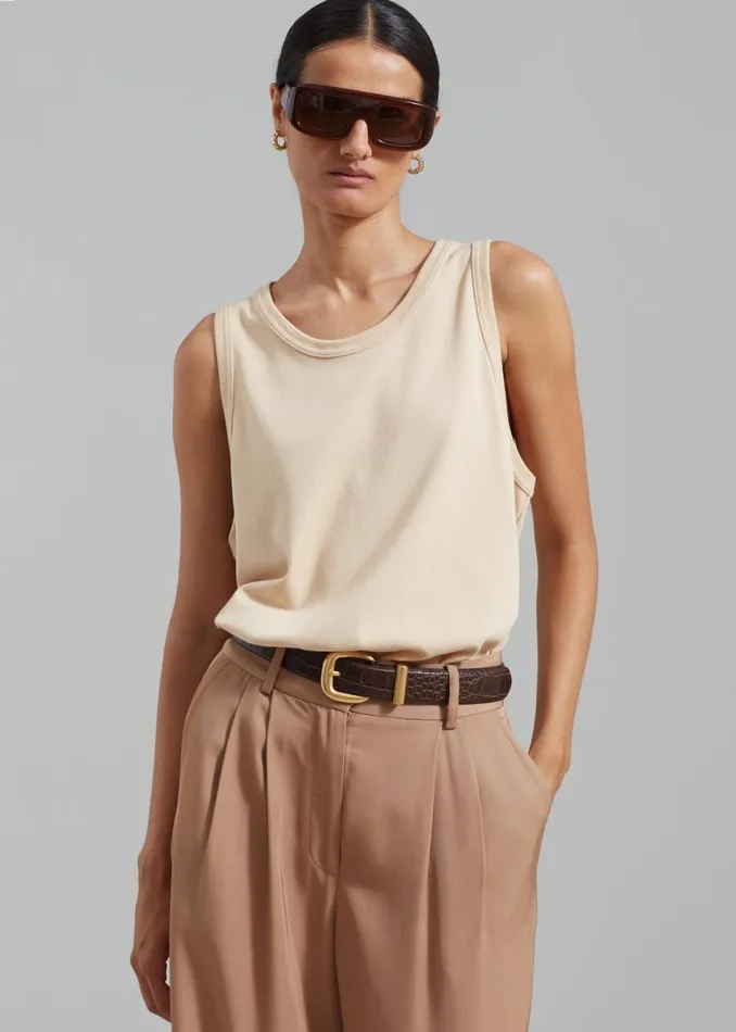 MenWomen The Frankie Shop Tops Briston Boxy Tank Beige
