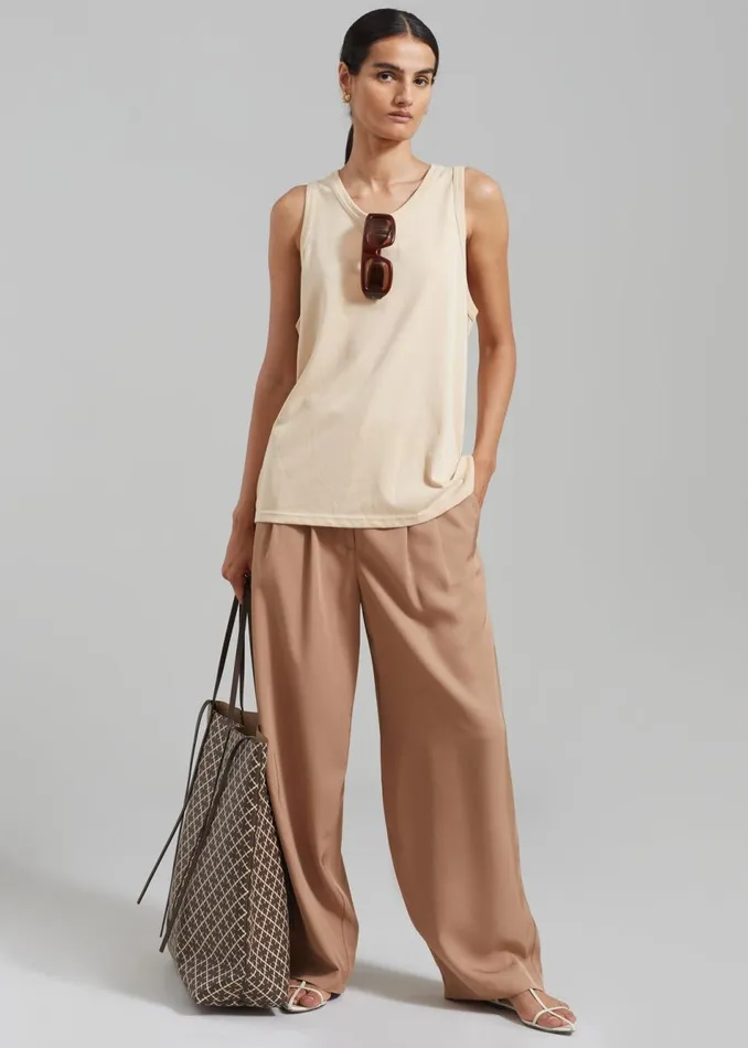 MenWomen The Frankie Shop Tops Briston Boxy Tank Beige