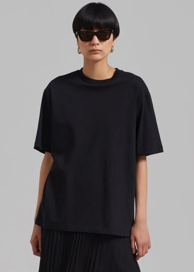 MenWomen The Frankie Shop Tops Faro Boxy Tee Black