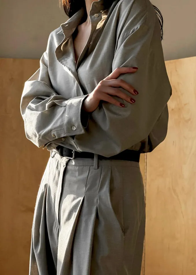 MenWomen The Frankie Shop Tops Gelso Shirt Light Taupe Melange