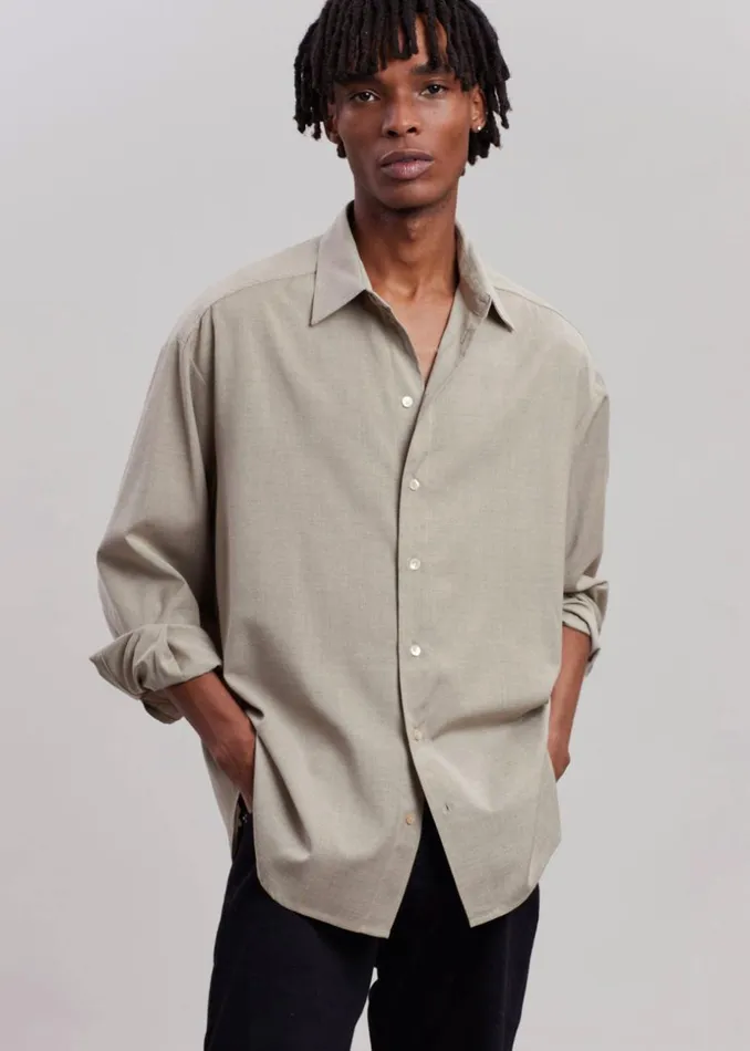 MenWomen The Frankie Shop Tops Gelso Shirt Light Taupe Melange