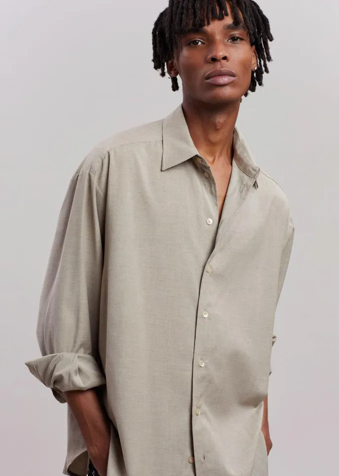 MenWomen The Frankie Shop Tops Gelso Shirt Light Taupe Melange