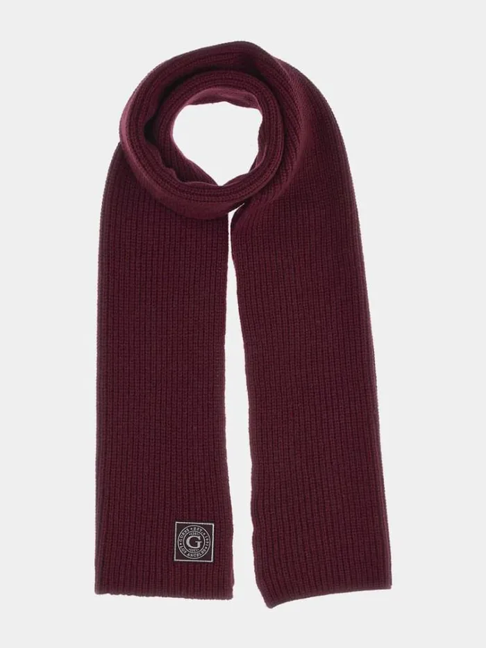 Men Wool Blend Scarf Burgundy Guess Scarves Hats Gloves