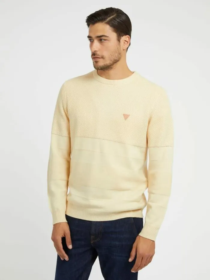 Men Wool Blend Sweater Yellow Guess Knitwear And Sweatshirts