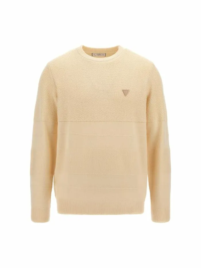 Men Wool Blend Sweater Yellow Guess Knitwear And Sweatshirts