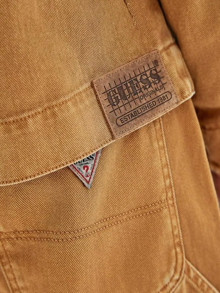 Men Zipped Denim Jacket Beige Guess Coats And Jackets