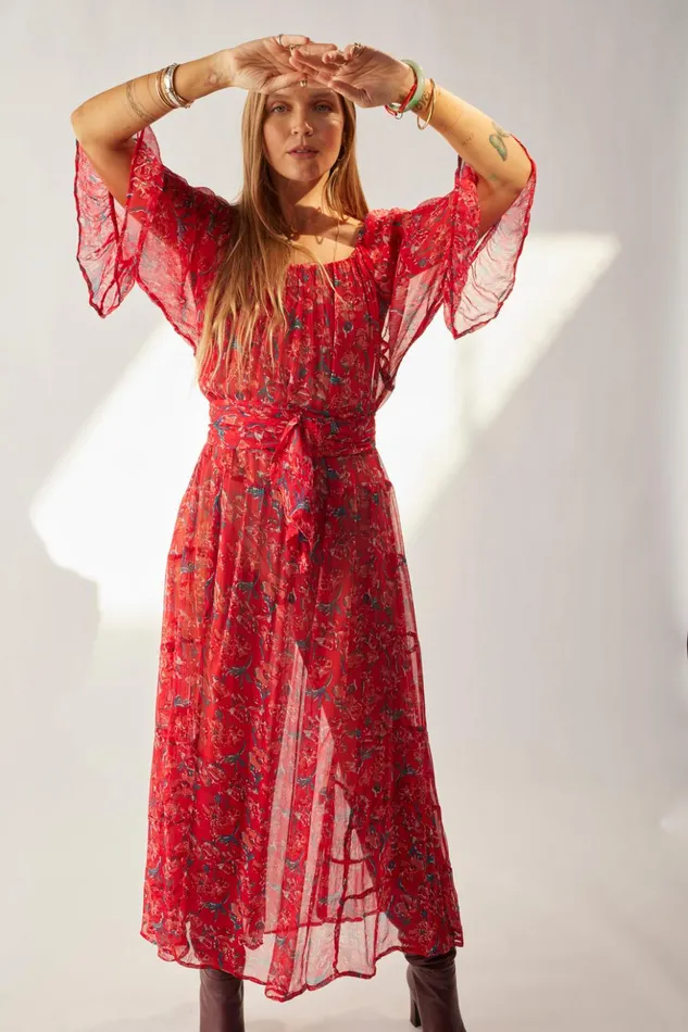 Mesa Maxi Chiffon Watercolor Verm Women Natalie Martin Dresses