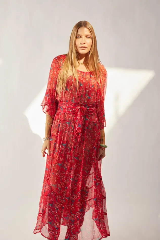 Mesa Maxi Chiffon Watercolor Verm Women Natalie Martin Dresses