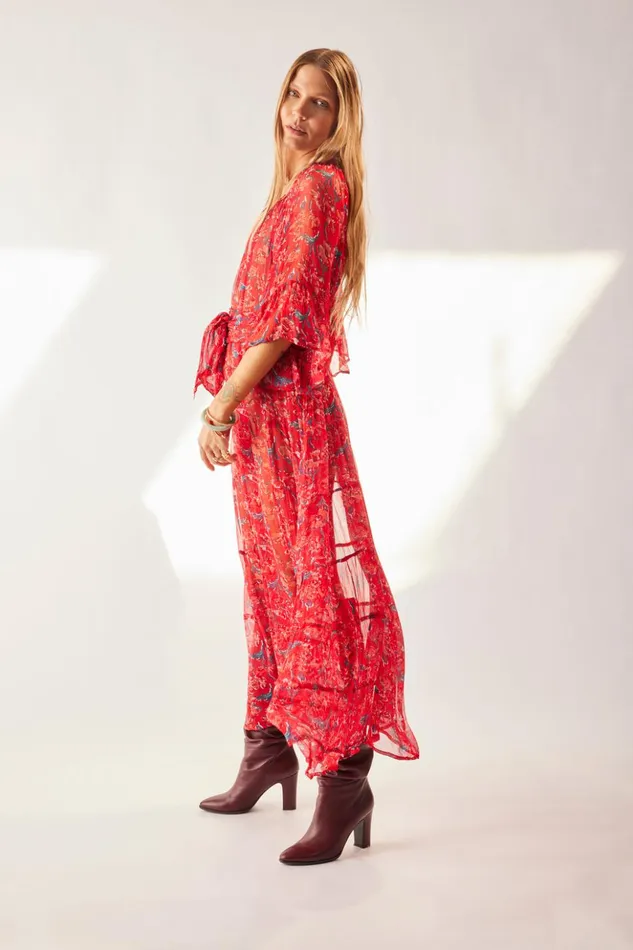 Mesa Maxi Chiffon Watercolor Verm Women Natalie Martin Dresses