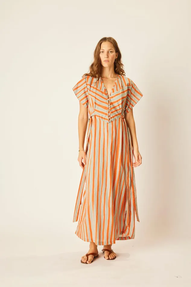 Monica Dress Batik Stripe Sage Women Natalie Martin Dresses Monica Dress Batik Stripe Sage Women Natalie Martin Dresses