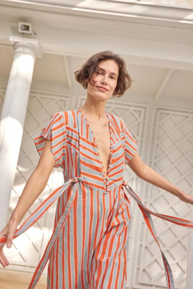 Monica Dress Batik Stripe Sage Women Natalie Martin Dresses Monica Dress Batik Stripe Sage Women Natalie Martin Dresses
