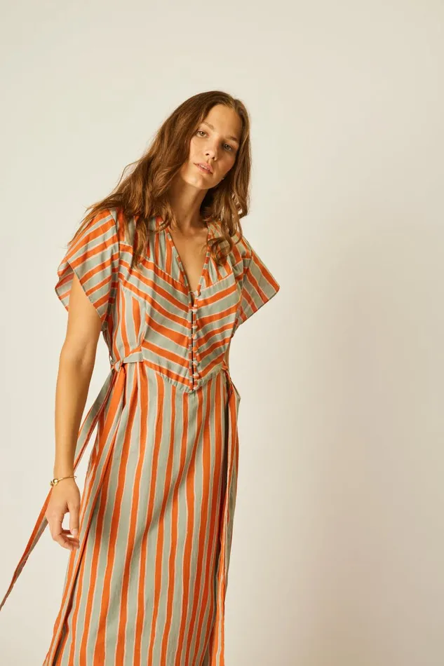 Monica Dress Batik Stripe Sage Women Natalie Martin Dresses Monica Dress Batik Stripe Sage Women Natalie Martin Dresses