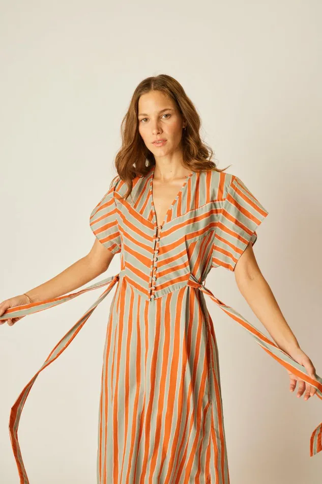Monica Dress Batik Stripe Sage Women Natalie Martin Dresses Monica Dress Batik Stripe Sage Women Natalie Martin Dresses