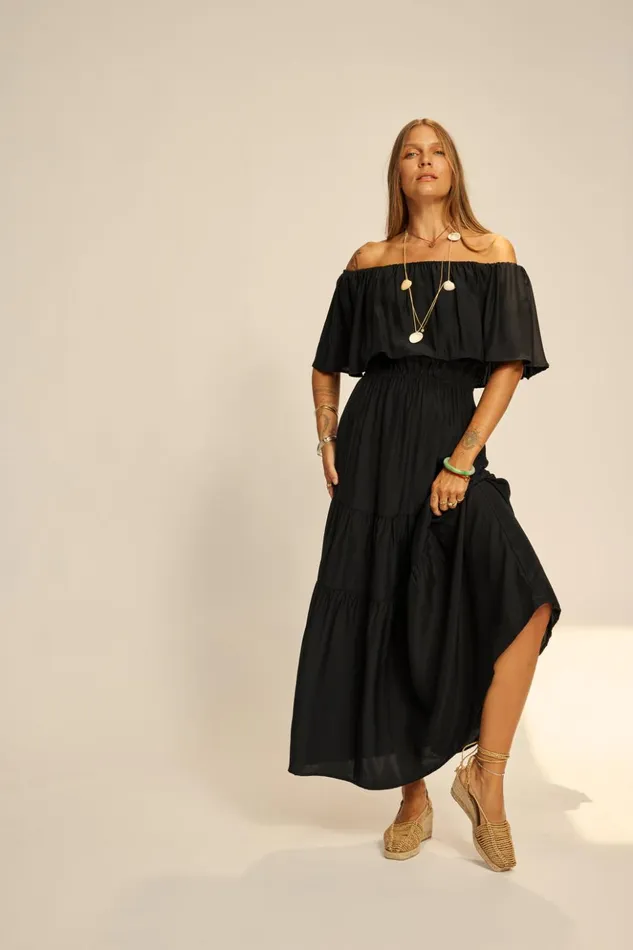 Naomi Dress With Sash Black Silk Women Natalie Martin Dresses