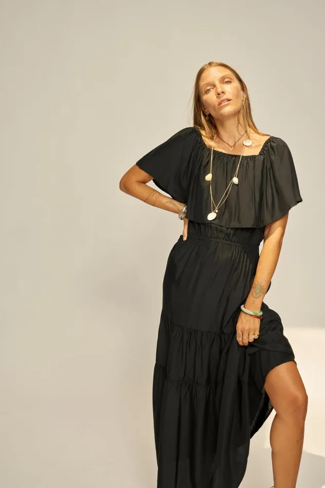 Naomi Dress With Sash Black Silk Women Natalie Martin Dresses