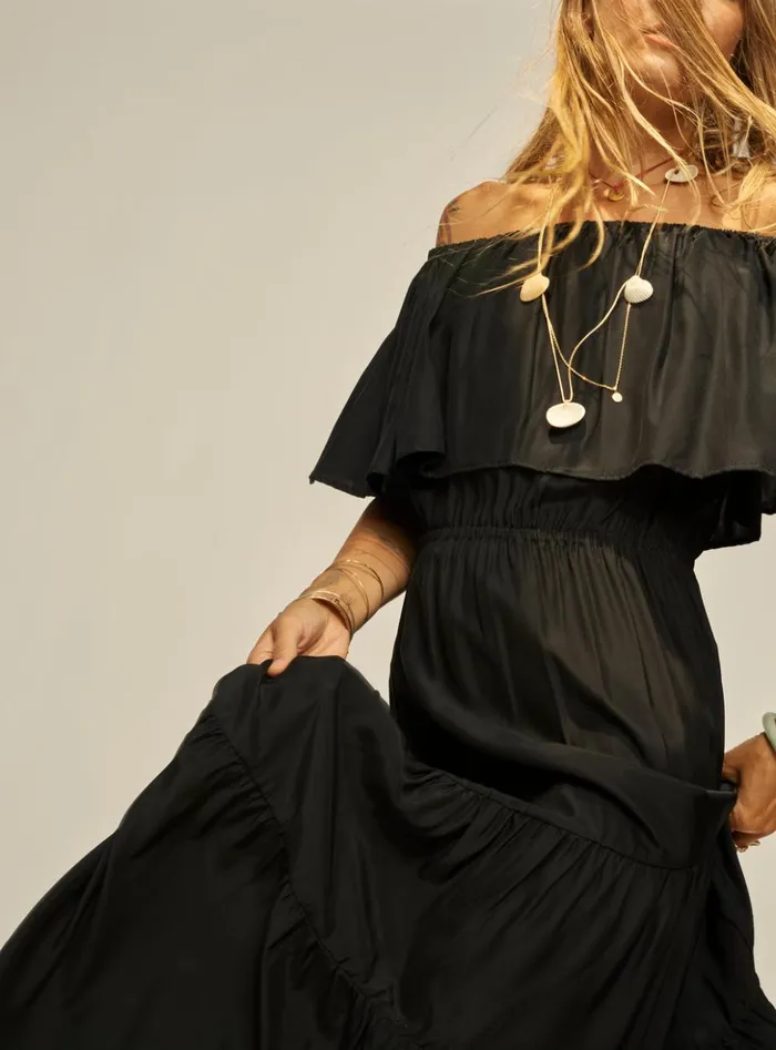 Naomi Dress With Sash Black Silk Women Natalie Martin Dresses