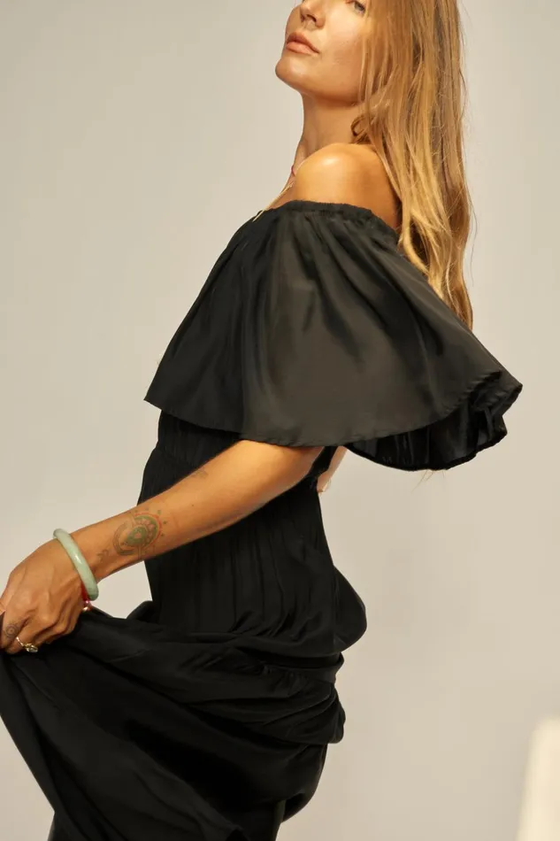 Naomi Dress With Sash Black Silk Women Natalie Martin Dresses