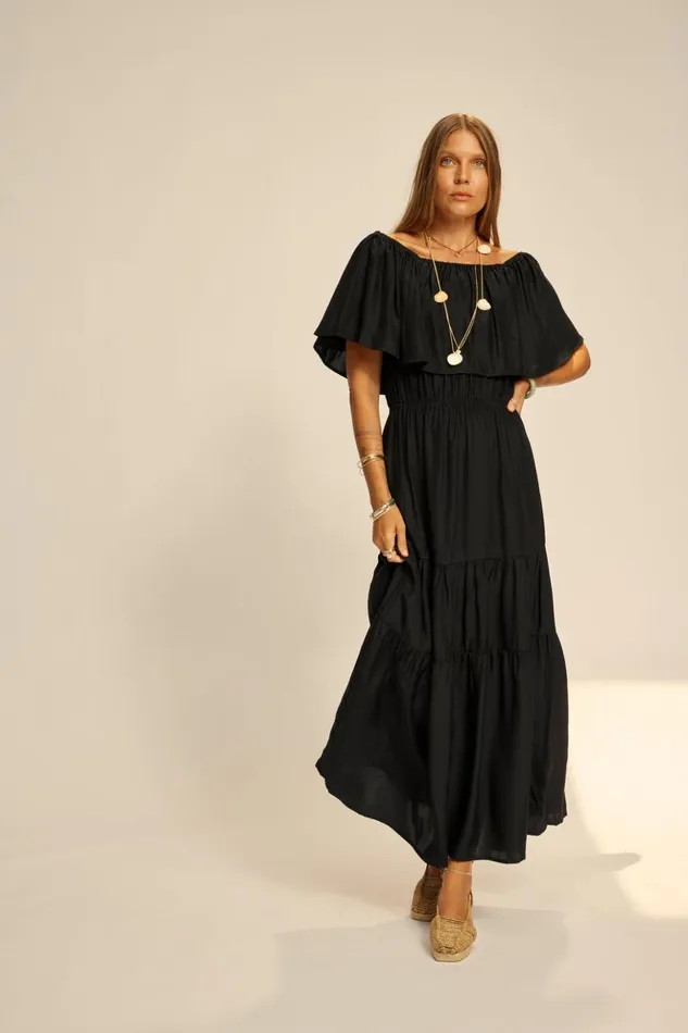 Naomi Dress With Sash Black Silk Women Natalie Martin Dresses