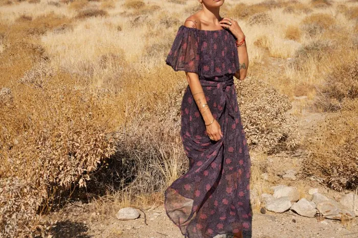 Naomi Dress With Sash Snowflake Aubergine Women Natalie Martin Dresses