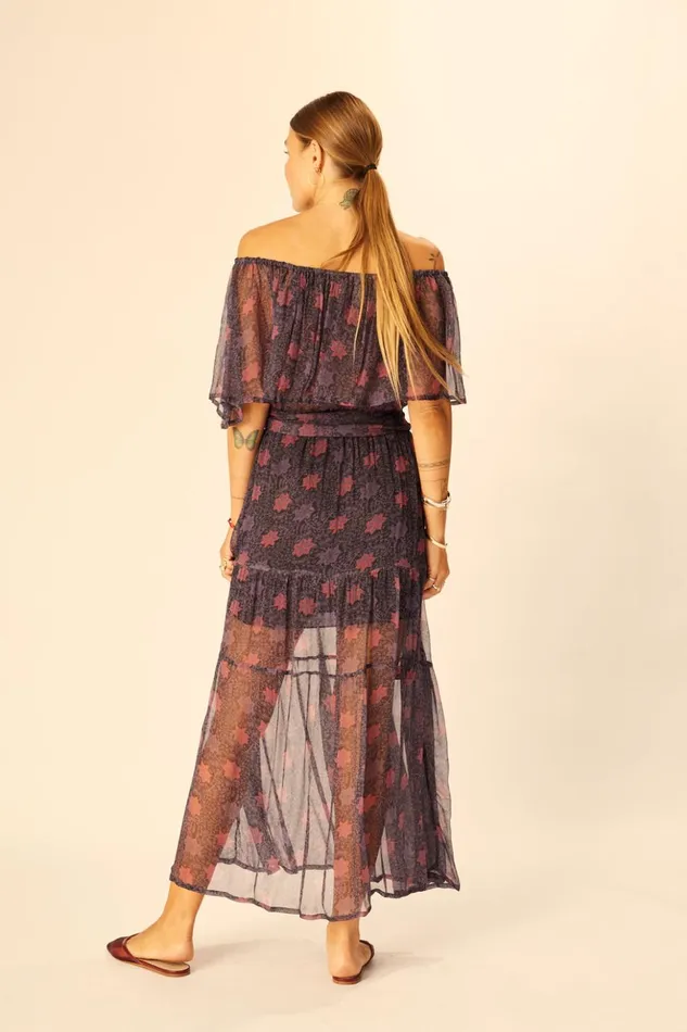 Naomi Dress With Sash Snowflake Aubergine Women Natalie Martin Dresses