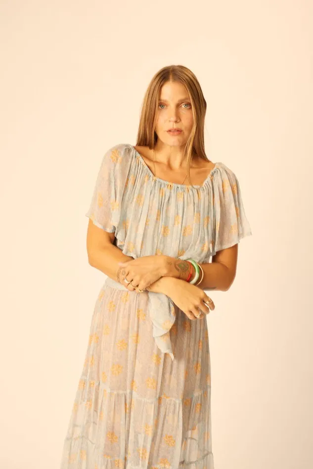 Naomi Dress With Sash Snowflake Tangerine Women Natalie Martin Dresses