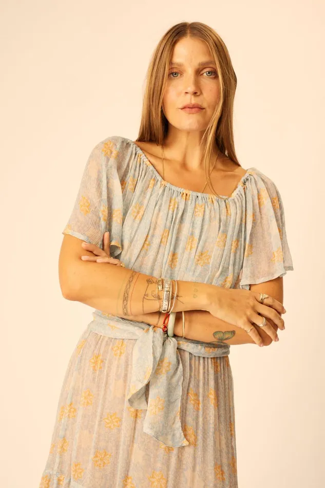Naomi Dress With Sash Snowflake Tangerine Women Natalie Martin Dresses