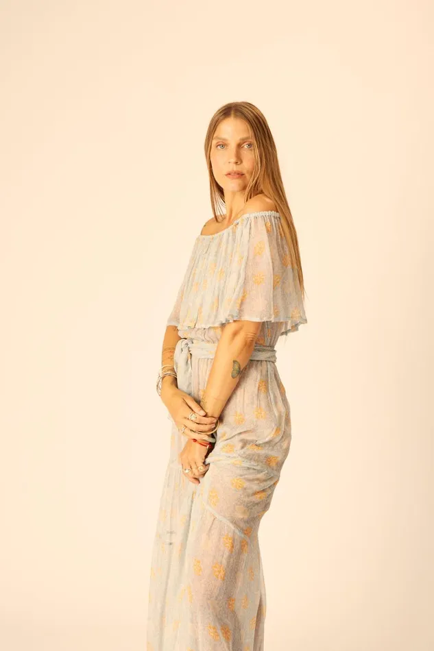 Naomi Dress With Sash Snowflake Tangerine Women Natalie Martin Dresses