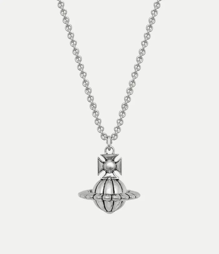 Necklaces Men Vivienne Westwood Man Denver Orb Pendant Necklace In PlatinumBlackPatina Necklaces Men Vivienne Westwood Man Denver Orb Pendant Necklace In PlatinumBlackPatina