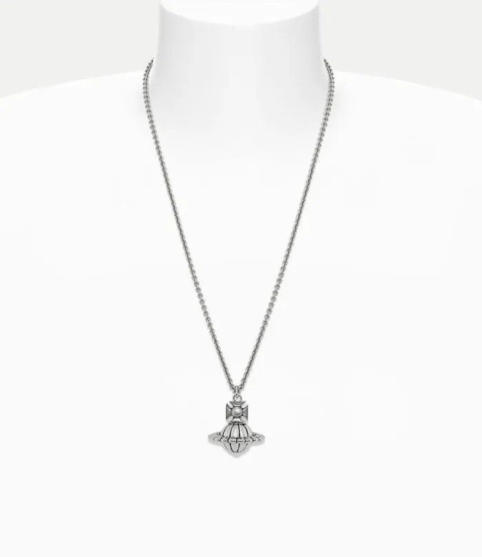Necklaces Men Vivienne Westwood Man Denver Orb Pendant Necklace In PlatinumBlackPatina