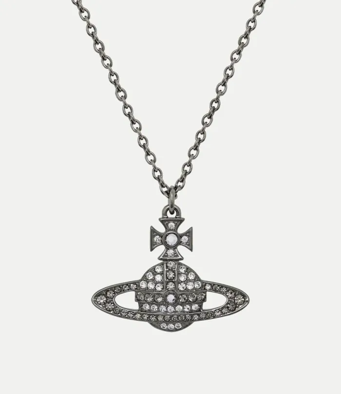 Necklaces Men Vivienne Westwood Man Kika Pendant Necklace In RutheniumWhiteBlackLabradoriteCrystal Necklaces Men Vivienne Westwood Man Kika Pendant Necklace In RutheniumWhiteBlackLabradoriteCrystal