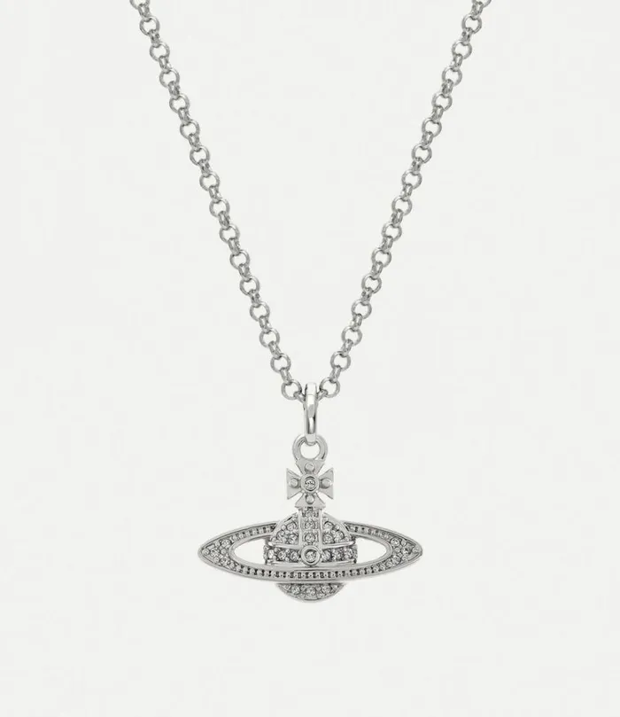 Necklaces Men Vivienne Westwood Man Mini Bas Relief Orb Pendant Necklace In PlatinumCrystalCrystal Necklaces Men Vivienne Westwood Man Mini Bas Relief Orb Pendant Necklace In PlatinumCrystalCrystal